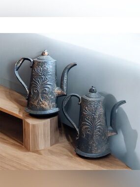 Vintage 1974 Dart Industries Set 2 Coffee Pot Kitchen Wall Art Copper Craft